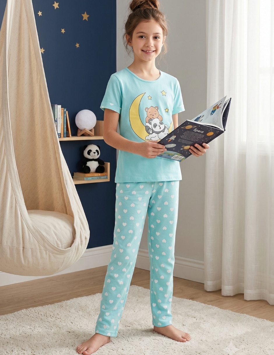 Conjunto pijama Whispers osos y luna para niña