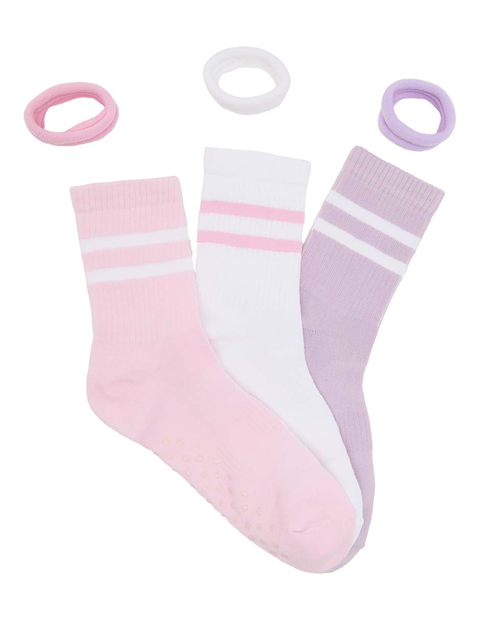 Set calceta antiderrapante de algodón para niña 3 pares