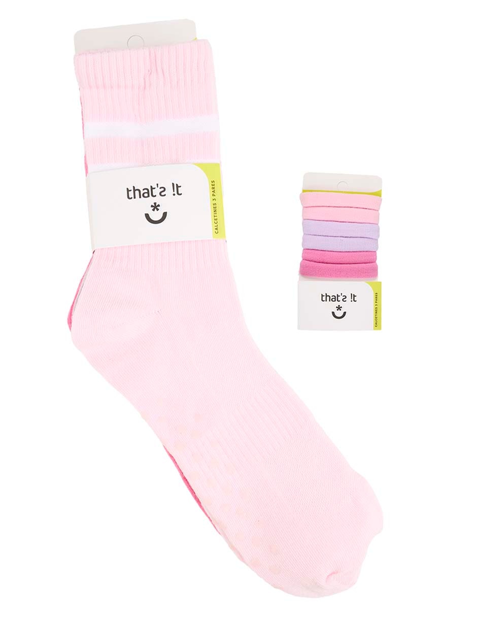 Set calceta de algodón para niña 3 pares