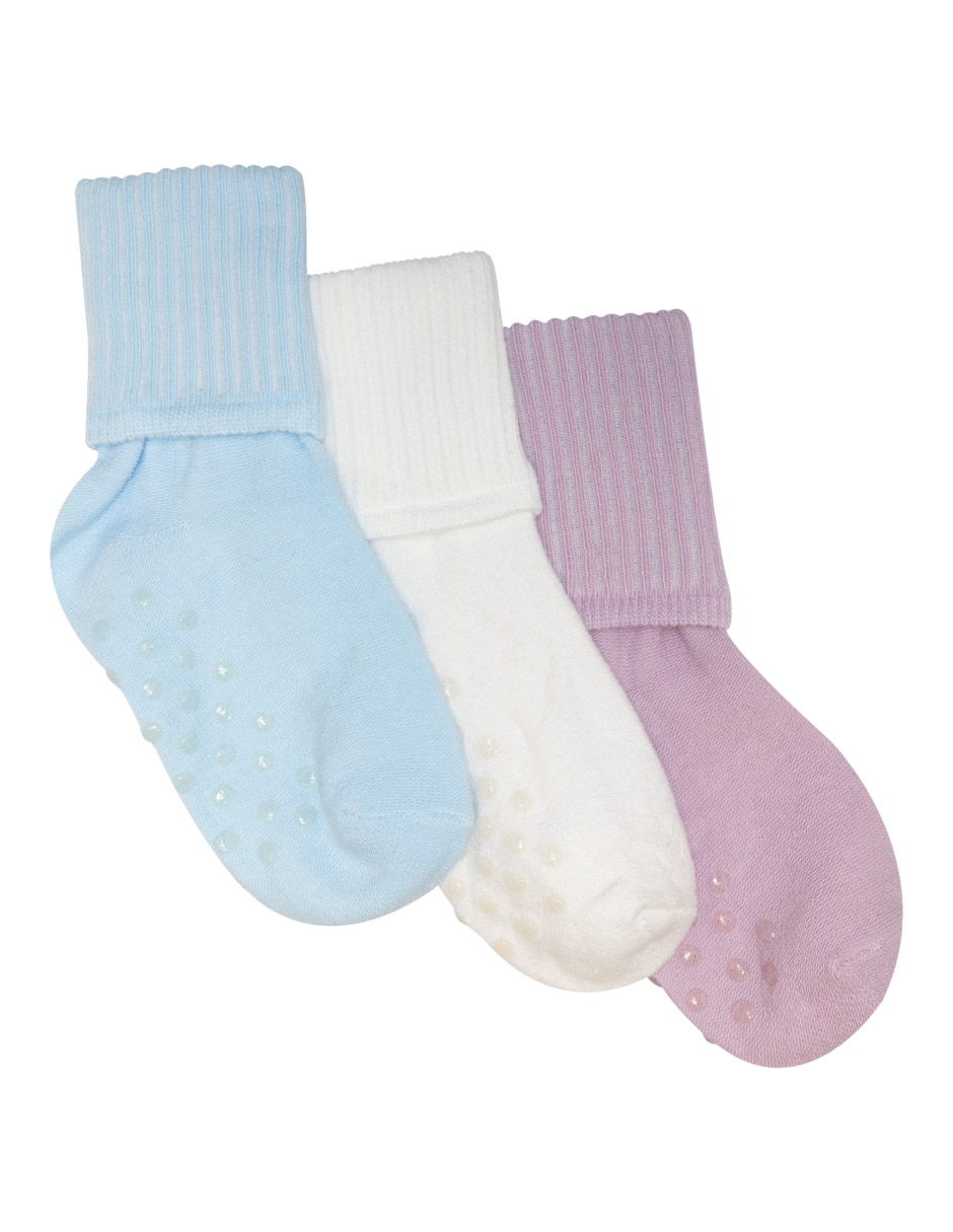 Set calcetín antiderrapante de algodón para niña 3 pares