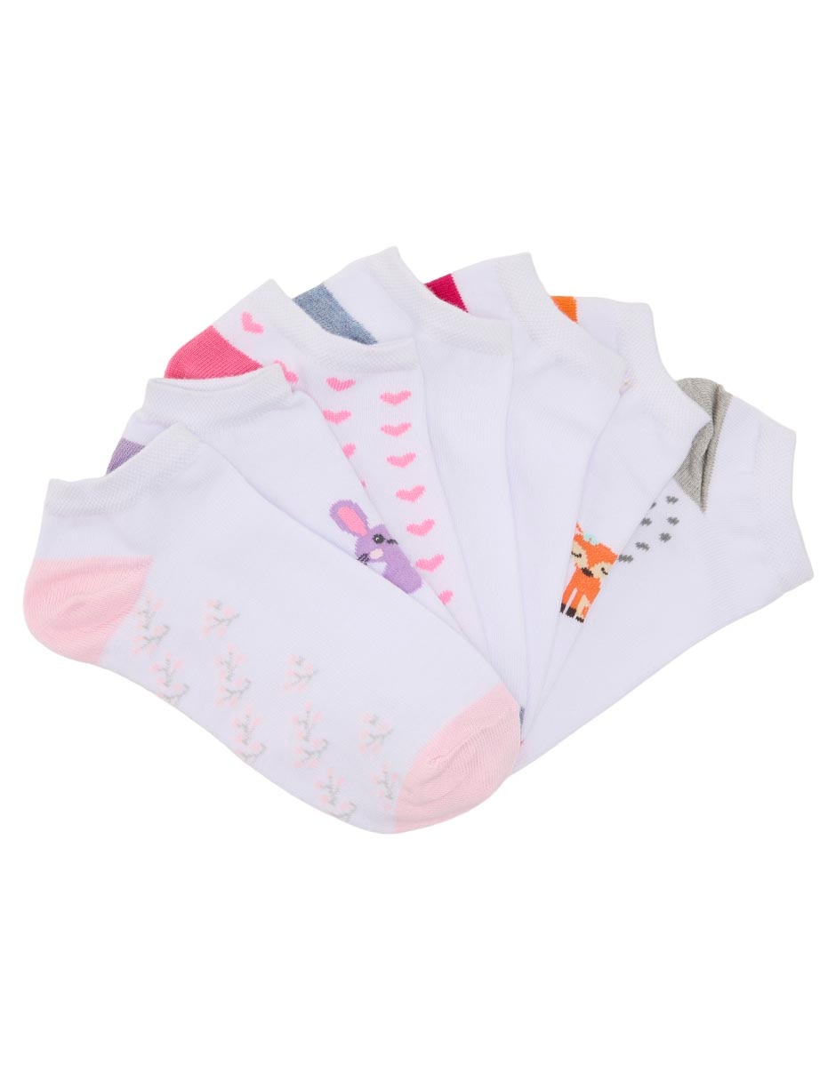 Set de calcetín Punto Blanco de algodón para niña 7 pares
