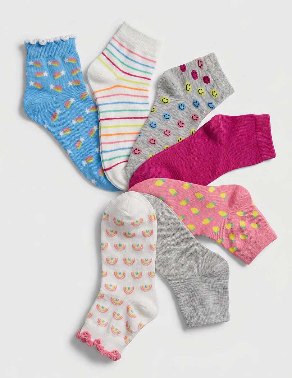 Set de calcetas de algodón para niña 7 pares