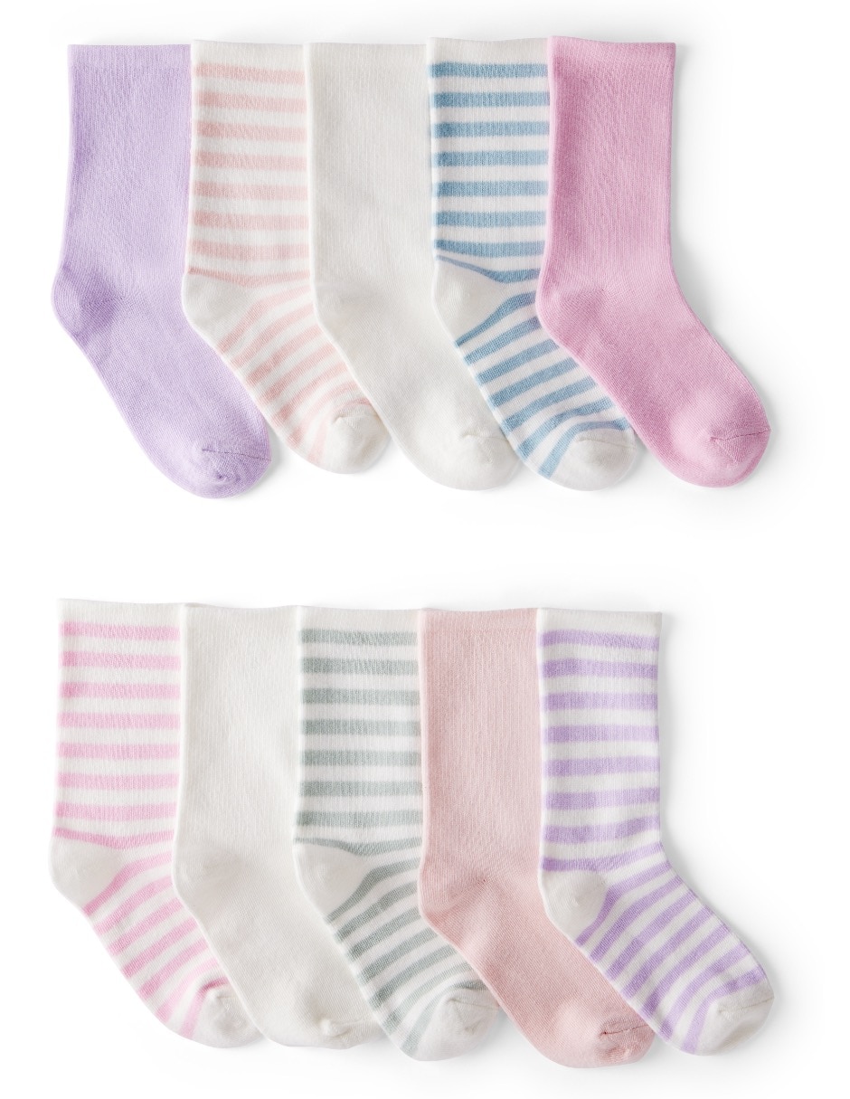 Set calceta de algodón para niña 10 pares Set calceta de algodón para niña 10 pares
