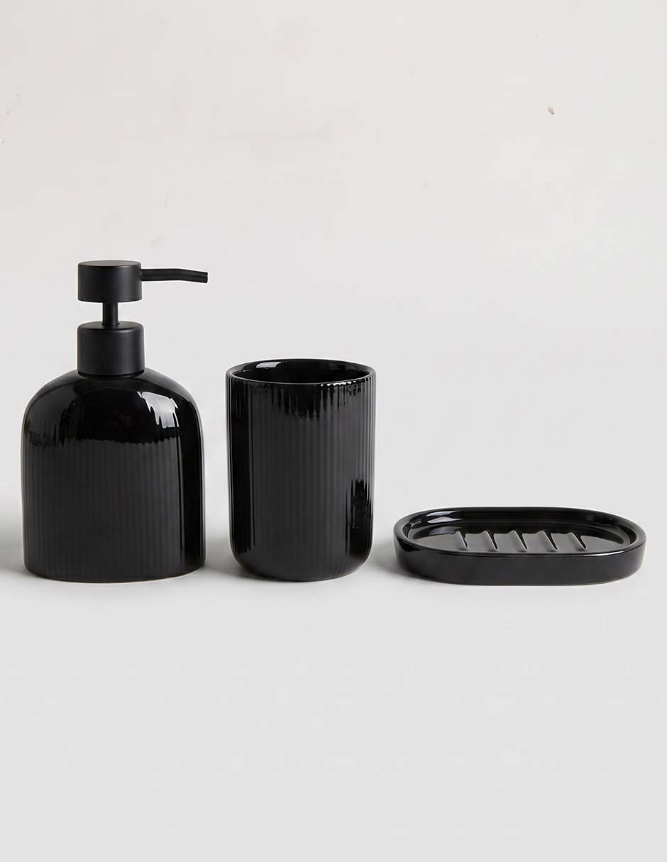 Juego accesorios baño Ribbed de cerámica 3 piezas 1