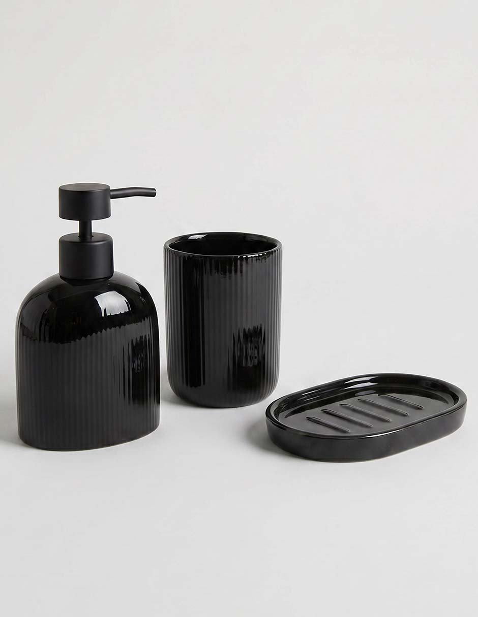 Juego accesorios baño Ribbed de cerámica 3 piezas 3