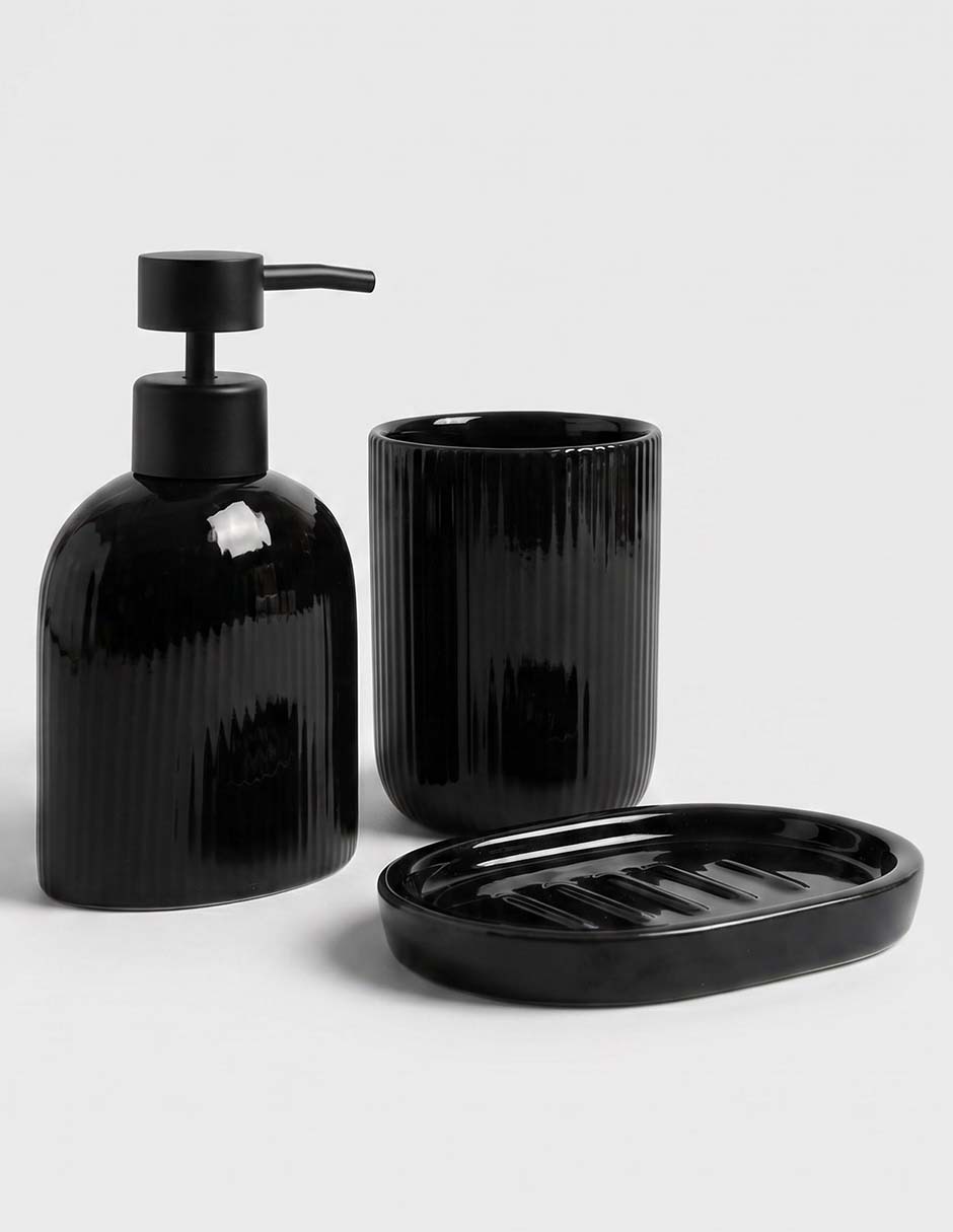 Juego accesorios baño Ribbed de cerámica 3 piezas 2