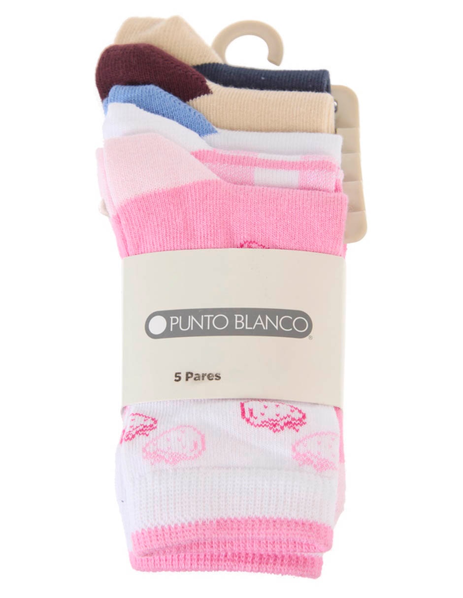 Set de calcetín Punto Blanco de algodón para niña 5 pares