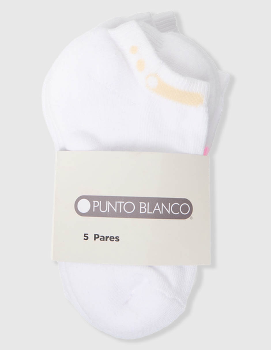 Set de tin Punto Blanco de algodón para niña 5 pares Set de tin Punto Blanco de algodón para niña 5 pares