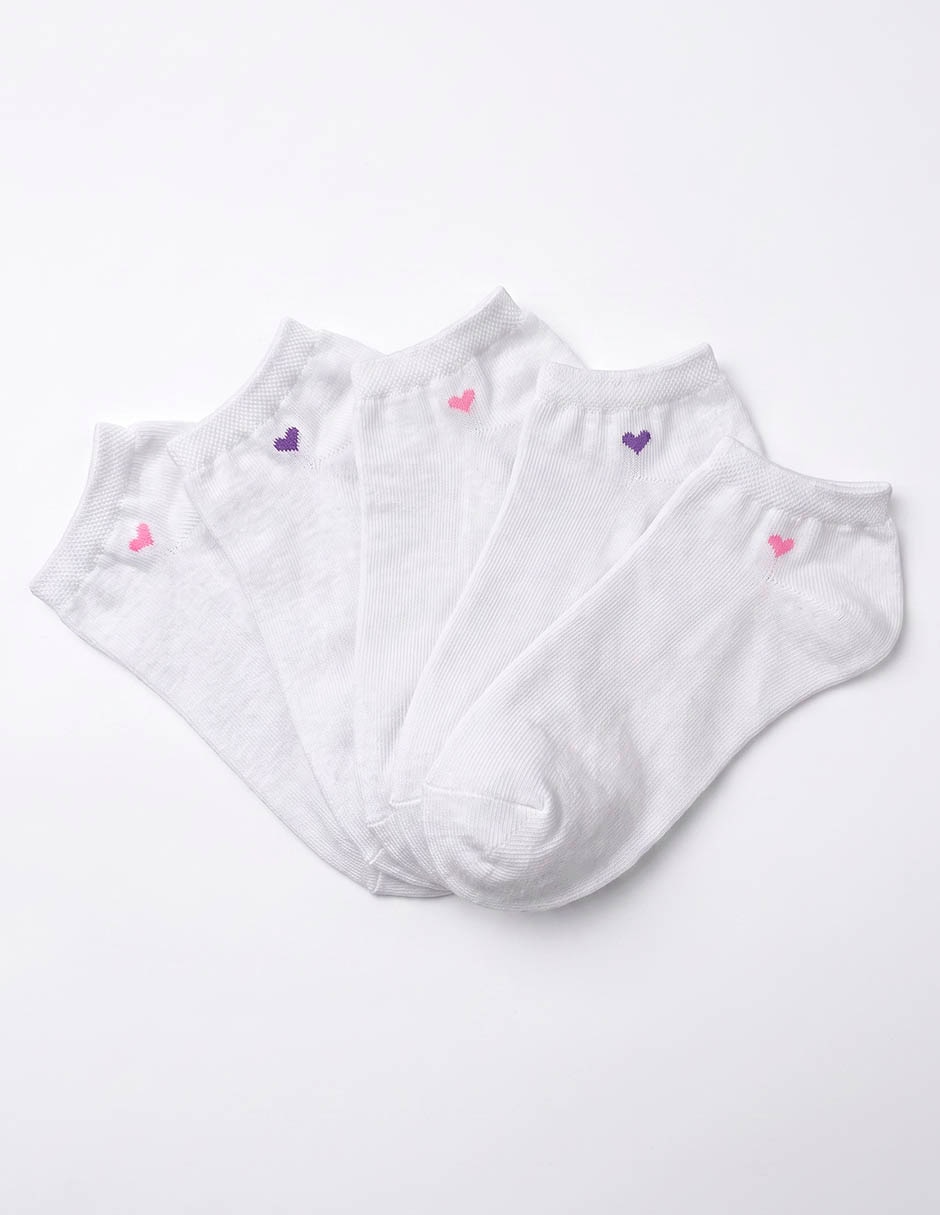 Set de tin punto blanco de algodón para niña 5 pares Set de tin punto blanco de algodón para niña 5 pares