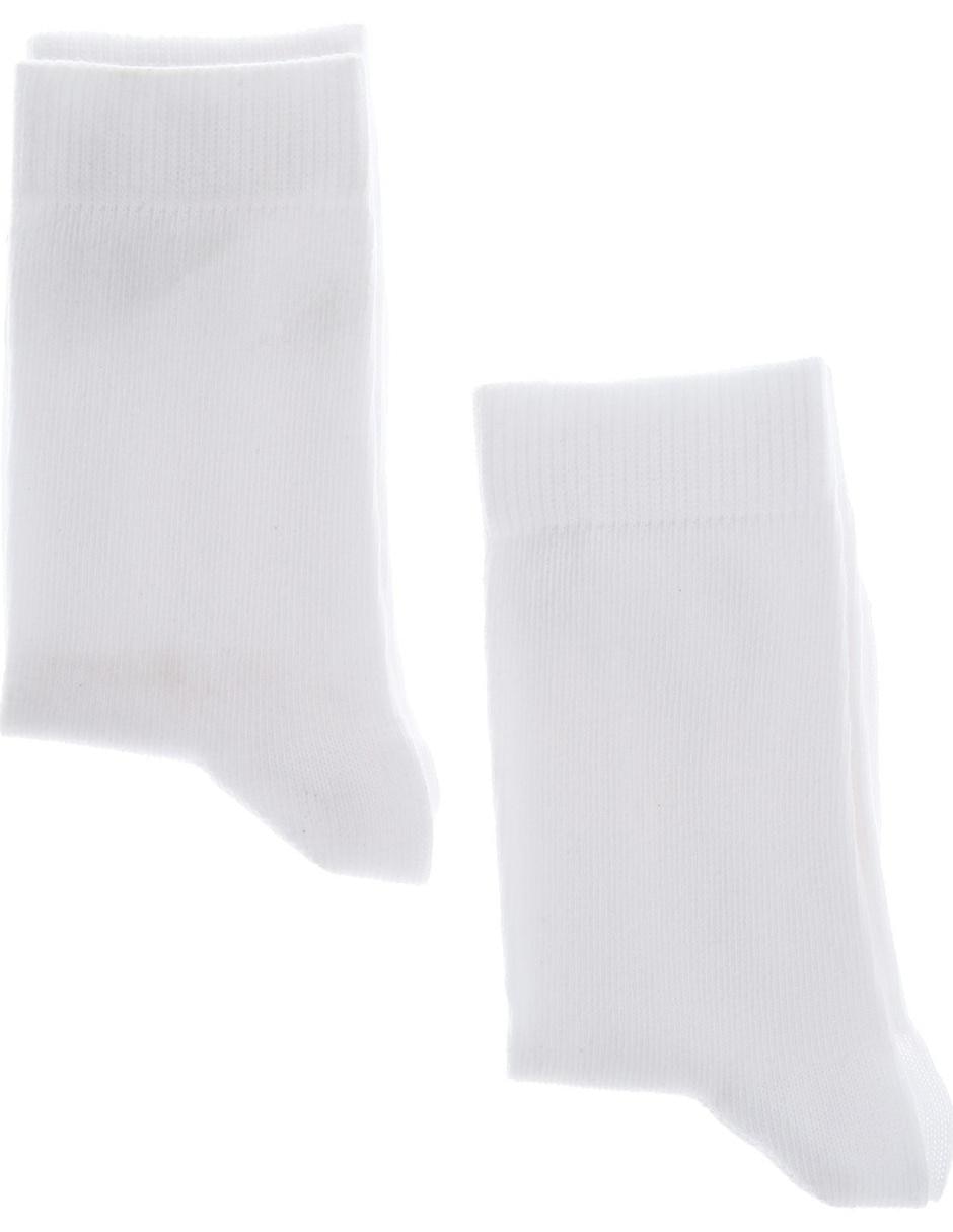 Calcetín Punto Blanco de algodón para niña 2 pares Calcetín Punto Blanco de algodón para niña 2 pares